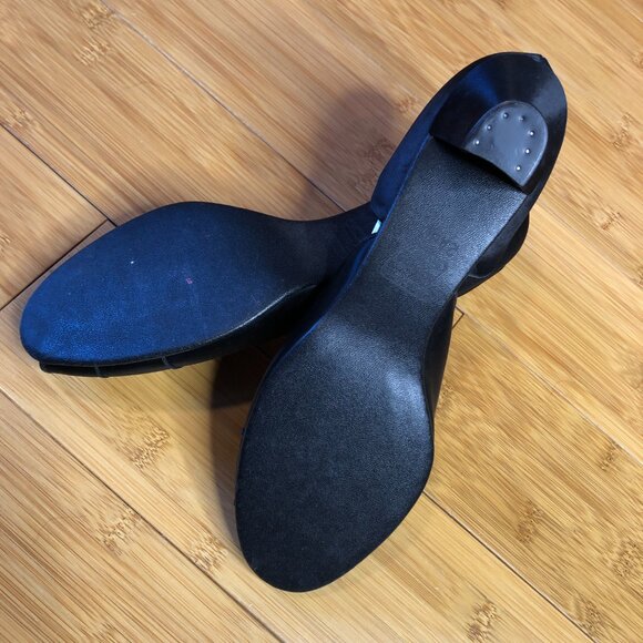 Vintage sz 9 Black Satin Pink Lined Bedroom Slippers Boudoir Pinup Glamour Glam - Picture 6 of 7